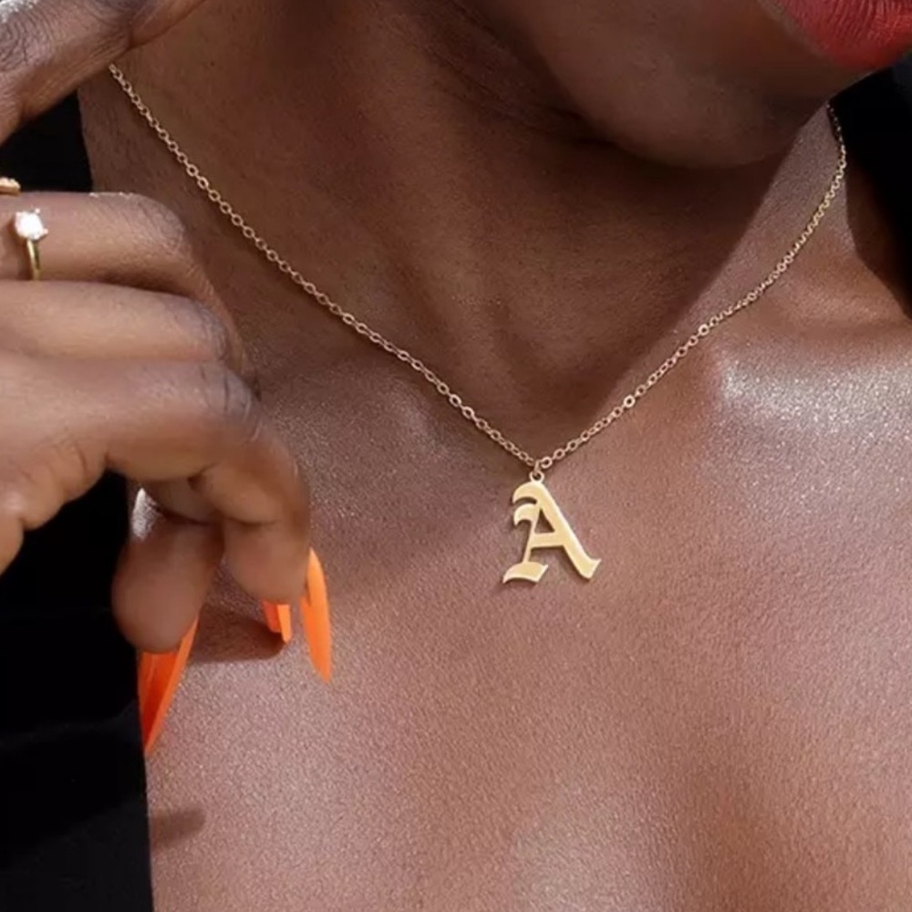 Old English Initial Letter Necklace
